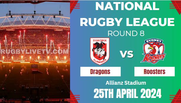 {NRL-Rd8} - 2024 Dragons Vs Roosters Rugby Live Stream slider